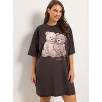 Yours Womens Curve Snuggle Up Teddy Graphic Oversized Sleep T-Shirt - Brown