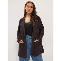 Yours Womens Curve Longline Open Front Scuba Blazer - Brown