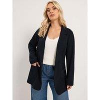 Yours Womens Curve Scuba Longline Open Front Blazer - Black
