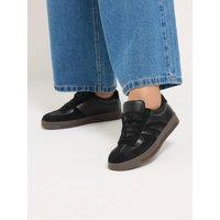 Yours Womens Wide Fit Side Panel Lace Up Gum Sole Trainers - Black