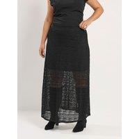 Yours Womens Curve A Line Maxi Lace Skirt - Black