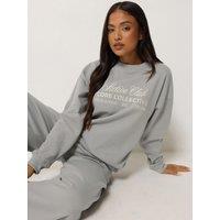 Pixiegirl Womens Petite Active Club Dropped Shoulder Slogan Sweatshirt - Brown