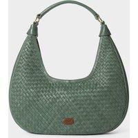 Osprey London Womens Woven Leather Crescent Shoulder Bag - Green