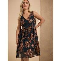 Yours Curve Floral V Neck Midi Dress