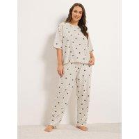 Yours Curve Bows Sleep T-Shirt Pj Set
