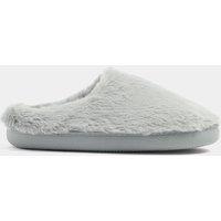 Yours Womens Faux Fur Slip-On Mule Slippers - Grey