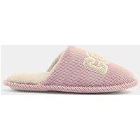 Yours Womens Ribbed Borg-Lined Slogan Slippers - Pink