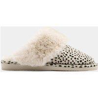 Yours Womens Faux Fur Trim Animal Print Slip-On Mule Slippers - Brown