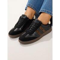 Yours Womens Extra Wide Fit Lace Up Animal Stripe Trainers - Black