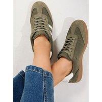 Yours Womens Wide Fit Lace Up Trainers - Green