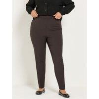 Yours Womens Pablo Tapered Pull-On 28 Trousers - Brown