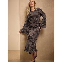 Yours Curve Mesh Cornelli Long Sleeve Maxi Dress