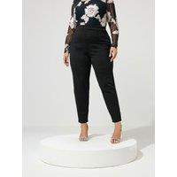 Yours Womens Curve Smooth Ponte Cigarette Leg Trousers - Black