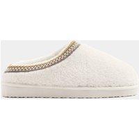 Yours Womens Borg Embroidered Cushioned Mule Slippers - White