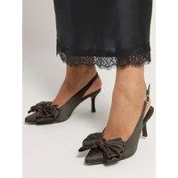 Yours Womens Extra Wide Fit Bow Detail Kitten Heel - Brown