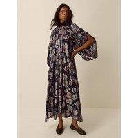 Monsoon Womens Hattie Lurex Floral Midi Dress - Navy