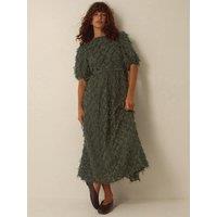 Monsoon Womens Felicity Fringe Tie Waist Midi Dress - Green