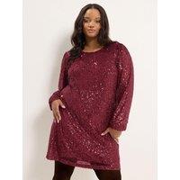 Yours Womens Curve All Over Sequin Dress - Red