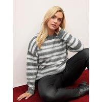 Yours Curve Brushed Stripe Crew Jumper