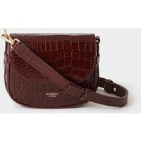 Osprey London Womens Piper Mini Croc-Effect Leather Crossbody Bag - Merlot
