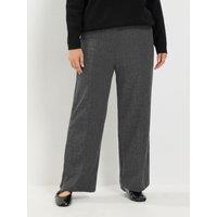 Yours Womens Curve Soft Touch Herringbone Trousers - Grey