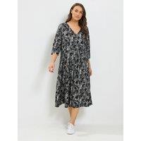 Yours Womens Curve Soft Touch Wrap Midi Dress - Black
