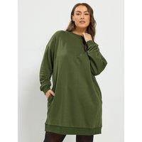 Yours Womens Curve Soft-Touch Sweatshirt Jumper Dress - Green