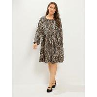 Yours Womens Curve Leopard Print Dress - Brown