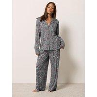 Pixiegirl Womens Petite Soft Touch Button Front Pyjama Set - Grey