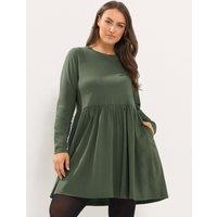 Yours Womens Curve Basic Peplum Side Pocket Dress - Green