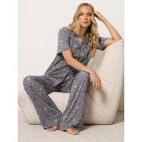 Long Tall Sally Womens Tall Soft Touch Button Front Pyjama Set - Grey
