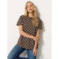 Long Tall Sally Womens Tall Oversized Spot Print T-Shirt - Brown