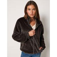 Long Tall Sally Womens Tall Faux Fur Zip Through Funnel Neck Jacket - Brown