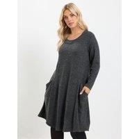 Yours Womens Curve Soft Touch Pocket Swing Dress - Grey