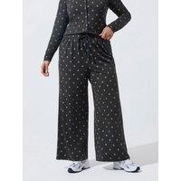 Yours Womens Curve Polka Dot Wide Leg Trousers - Black