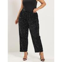 Yours Womens Curve Sequin Barrel 30 Inch Trousers - Black
