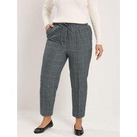 Yours Womens Curve Window Pane Tapered Trousers - Grey