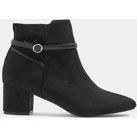 Long Tall Sally Womens Block Heel Buckle Side Zip Ankle Boots - Black
