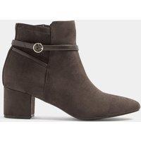 Long Tall Sally Womens Block Heel Buckle Ankle Boots - Brown