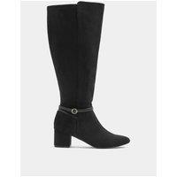 Long Tall Sally Block Heel Buckle Detail Long Boot
