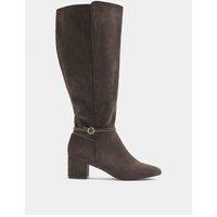 Long Tall Sally Block Heel Buckle Detail Long Boot