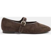 Long Tall Sally Womens Tall Contrast Binding Buckle Mary Jane Shoes - Brown