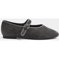 Long Tall Sally Womens Contrast Bound Buckle Mary Jane Shoes - Grey