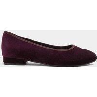 Long Tall Sally Womens Velvet Low Heel Ballet Pumps - Red