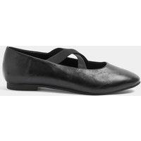 Long Tall Sally Womens Crossover Elasticated Ballet Pumps - Black