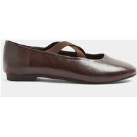 Long Tall Sally Womens Crossover Elasticated Ballet Pumps - Brown
