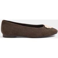 Long Tall Sally Womens Hammered Disc Slip-On Ballet Pumps - Brown