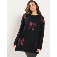 Yours Curve Sequin Bow Soft Touch Jumper