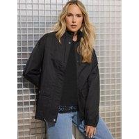 Long Tall Sally Womens Tall Funnel Neck Lightweight Windbreaker Jacket - Black