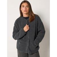 Long Tall Sally Womens Tall Borg Popper Front Patch Pocket Jacket - Grey